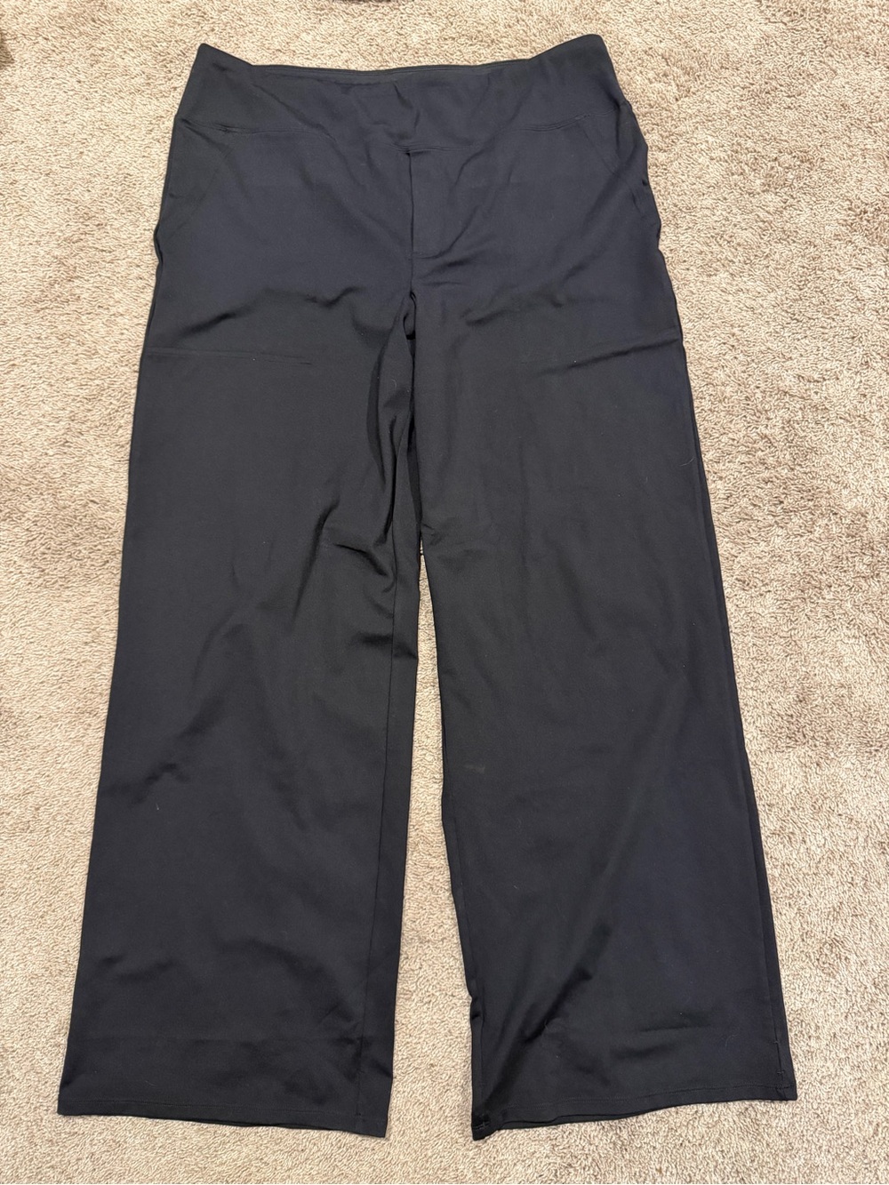 Women’s Black Wide-Leg Comfy Everyday Joggers Athletic Spandex Pants, Size XXL